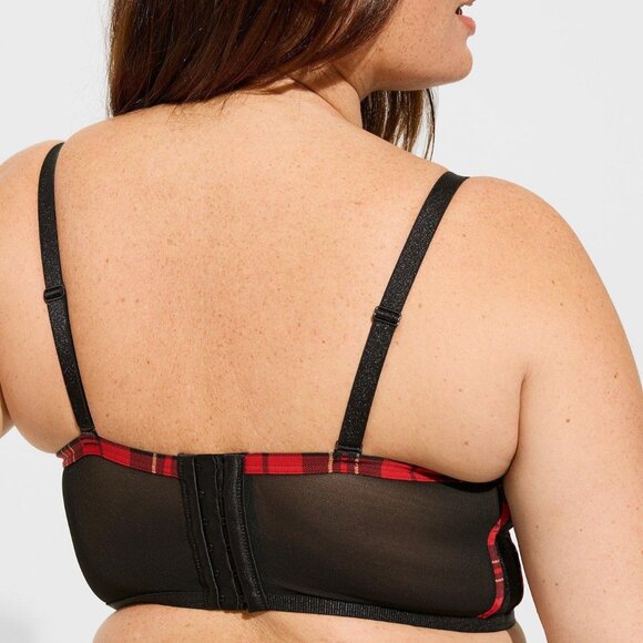 ❤️NWT VINTAGE TORRID BRA -DIAMONTE RHINESTONE XO PLUNGE PUSH UP - BACK SMOOTHING - Picture 3 of 14